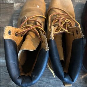 Tan Leather Boots with Black Trim